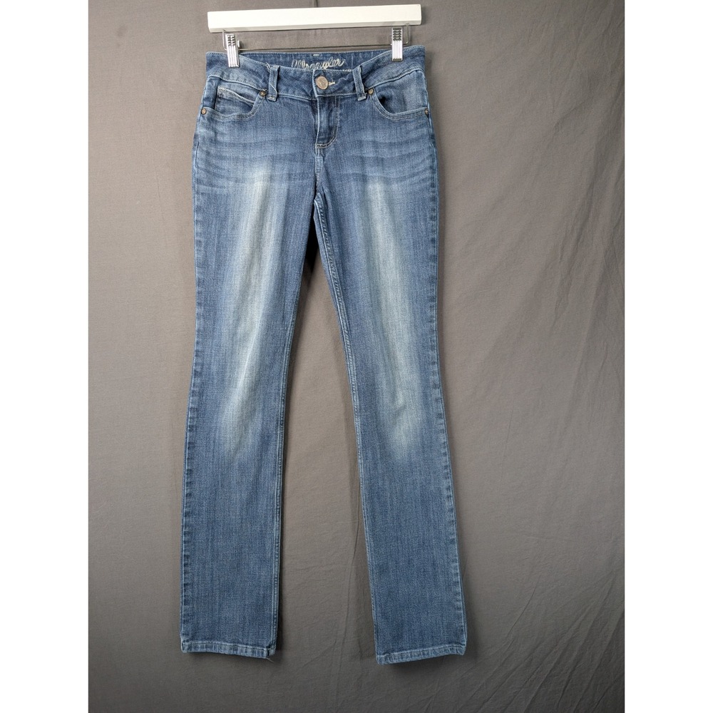 Wrangler Womens Mid‎ Rise Straight Leg Jeans Blue Denim 3/4 x 34